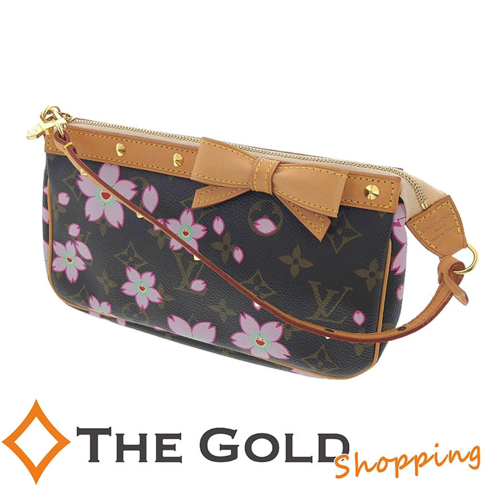 Louis Vuitton Cherry Blossom Monogram Top Handle Bag Canvas Leather Orange Black